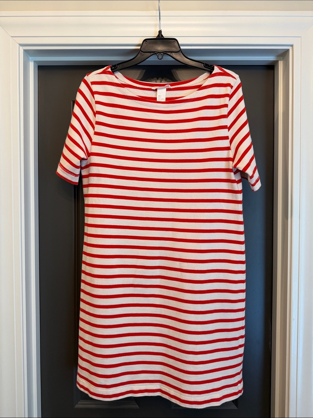 H&M Red/Cream striped cotton dress